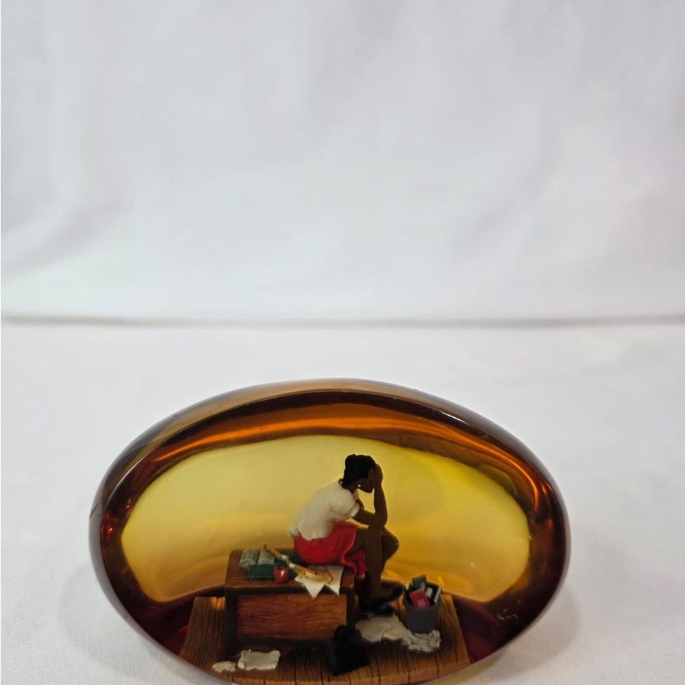 Annie Lee Fifth grade substitute acrylic amber paperweight